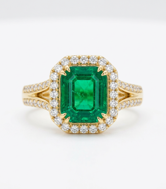 Emerald Halo Cocktail Ring